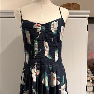 Banana Republic Dark Blue Floral Midi Dress